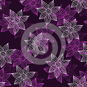 Henna Mehendy Tattoo Seamless Pattern on a violet background photo