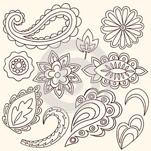 Henna Mehndi Flowers and Paisley Vector