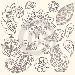 Henna Mehndi Flowers and Paisley Vector