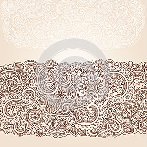 Henna Mehndi Paisley Border Design Vector