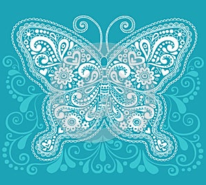 Henna Mehndi Paisley Butterfly Doodle Design