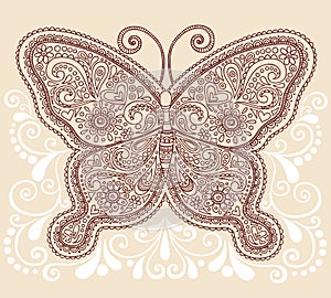 Henna Mehndi Paisley Butterfly Doodle Design