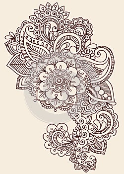 Henna Mehndi Paisley Doodle Vector Design