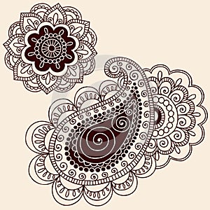 Henna Mehndi Paisley Flower Doodle Design