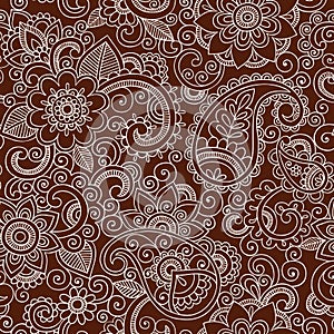 Henna Mehndi Paisley Seamless Pattern Vector Illus