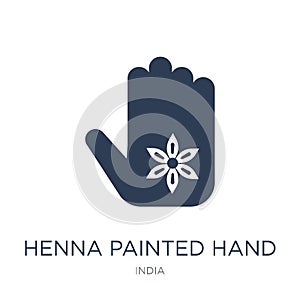 Henna painted hand icon. Trendy flat vector Henna painted hand i