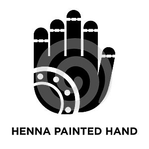 Henna painted hand icon vector isolated on white background, log