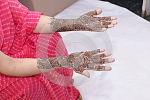 Henna painting on hands