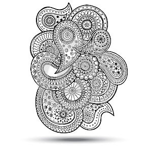 Henna Paisley Mehndi Doodles Design Element.