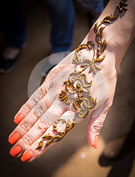 Henna on a skin for a temporary tattoo