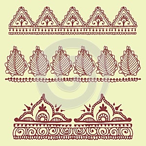 Henna tattoo brown mehndi flower doodle ornamental decorative indian design pattern paisley arabesque mhendi