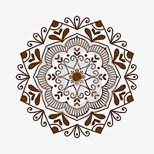 Henna tattoo brown mehndi flower template doodle ornamental lace decorative element and indian design pattern paisley