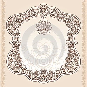 Henna Tattoo Flower Frame Doodle Vector Design