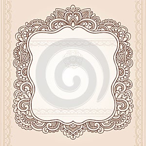 Henna Tattoo Flower Frame Doodle Vector Design