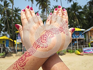 Henna tattoo on the hand