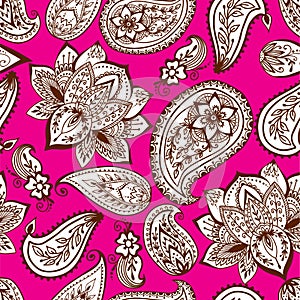 Henna tattoo mehndi flower doodle ornamental decorative indian design seamless pattern paisley arabesque embellishment photo