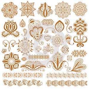 Henna tattoo mehndi flower template vector.