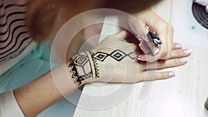 Henna tattoo on women hands