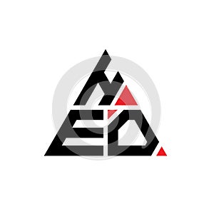 HEO triangle letter logo design with triangle shape. HEO triangle logo design monogram. HEO triangle vector logo template with red photo