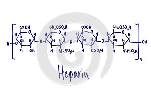 Heparin chemical structure. Vector illustration Hand drawn