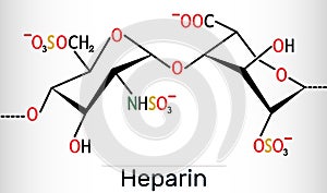 Heparin molecule, is naturally occurring glycosaminoglycan, anticoagulant.  Skeletal formulas