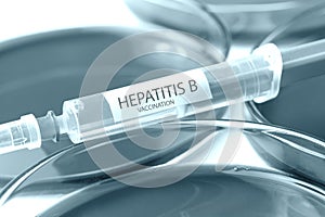 Hepatitis b vaccination blue colored theme