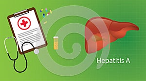 Hepatitis a in liver with medical report microscope medicine