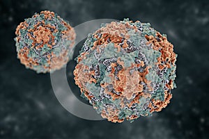 Hepatitis virus model research concept, 3D rendering
