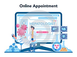 Hepatologist online service or platform. Doctor make liver
