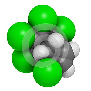 Heptachlor organochlorine pesticide molecule. Insecticide and known Persistent Organic Pollutant (POP