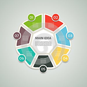 Heptagon infographic. Chart, diagram with 7 steps, options, parts, processes. Vector design element. photo