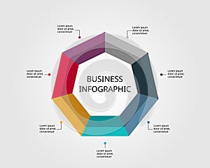 heptagon shape template for infographic for presentation for 7 element