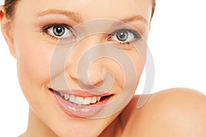 Her Beauty is all Natural. Beauty shot of a young woman against a white background.