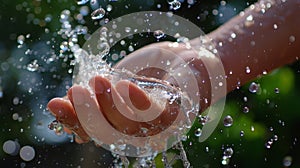 On her wrists the water droplets form a cool bracelet giving her a refreshing sensation. photo