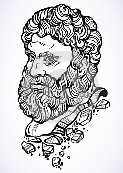 Heracles. The mythological hero of ancient Greece. Hand-drawn beautiful vector artwork isolated. Myths and legends. Tattoo art.