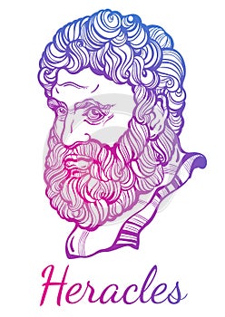 Heracles. The mythological hero of ancient Greece. Hand-drawn beautiful vector artwork . Myths and legends. Tattoo art. photo