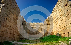 Herakleia at Latmus Latmos view of Athena Temple. Bafa Lake, Milas, Turkey. Besparmak Mountains