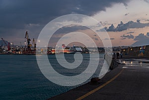 Heraklion Breakwater and Port at Sunset