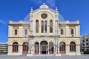 Heraklion, Crete / Greece: Facade of the Agios Minas Cathedral is a Greek Orthodox Cathedral