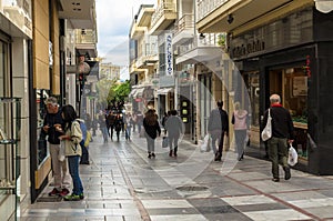 HERAKLION, GREECE - November, 2017: central pedestrian street Dedalu of Heraclion, Crete
