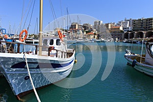 Heraklion port and venetian harbour in island of Crete, Greece