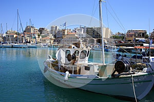 Heraklion port and venetian harbour in island of Crete, Greece