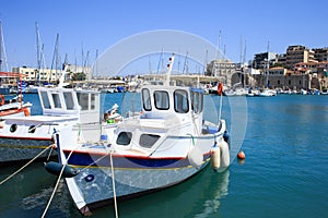 Heraklion port and venetian harbour in island of Crete, Greece