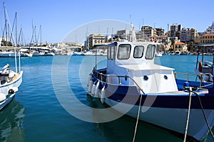 Heraklion port and venetian harbour in island of Crete, Greece