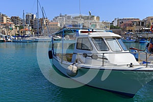 Heraklion port and venetian harbour in island of Crete, Greece