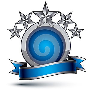Heraldic 3d glossy blue and gray icon, web design
