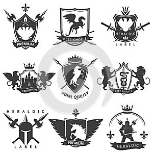 Heraldic Black White Labels