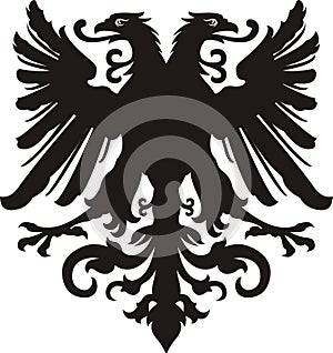 Heraldic black/white silhouette eagle tattoo