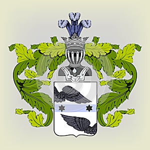 Heraldic coat of arms with leaves