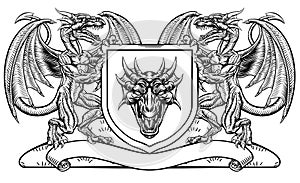 Heraldic Crest Coat of Arms Dragon Shield Emblem